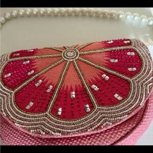 Elegant Pink Beaded Clutch